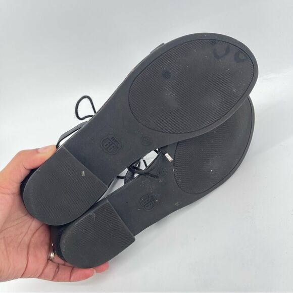 Route 66 Women’s Black Faux Leather Strappy Lace Up Gladiator Sandals Size 8 - Picture 8 of 12